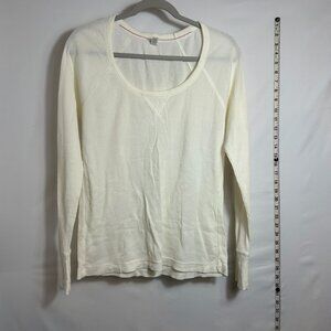 Old Navy Vintage Holiday '08 Ivory Thermal Lettuce Hem Long‎ Sleeve Top XL